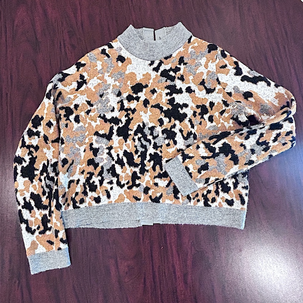 COS Crop Sweater Animal Print Button Down Like New